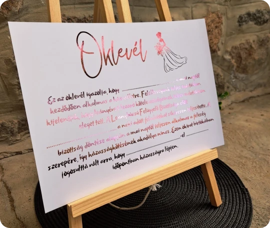 Lánybúcsú oklevél